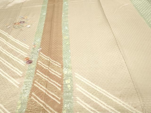 平和屋着物▽訪問着　単衣　刺繍　絞り　花籠文　金銀彩　正絹　逸品　DAAU6372sf 平和屋着物▽訪問着 単衣 刺繍 絞り 花籠文 金銀彩 正絹 逸品