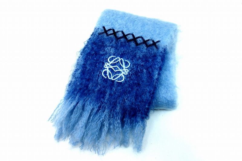 【新品】LOEWE ロエベ モヘアマフラー / アナグラム / 刺繍 LOEWE】モヘアマフラー刺繍入り 専用】ロエベ✨【LOEWE】マフラー