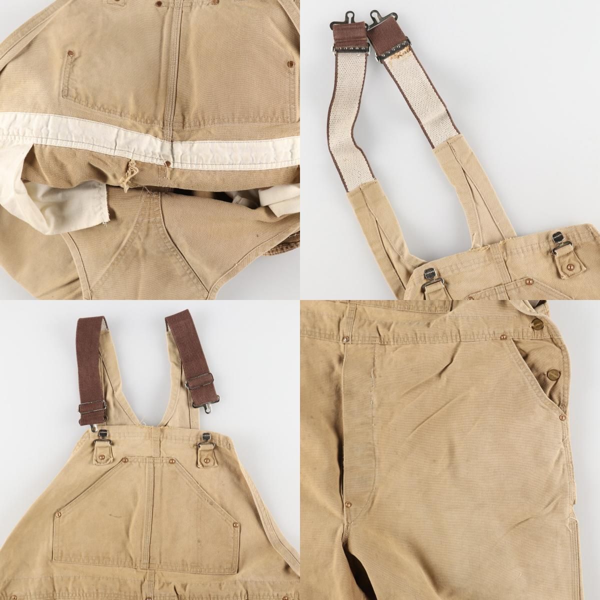 【美品】古着 90s Carhartt ダブルニー ダック オーバーオールメンズ 90年代 Carhartt カーハート ダック地 ダブルニー