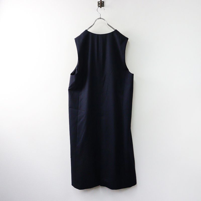 ♥ 大きいサイズ 定価40700円 23区 ニジュウサンク ウーステッドウールツイル ロング ジレ 44 ネイビー┃ 2400014576597