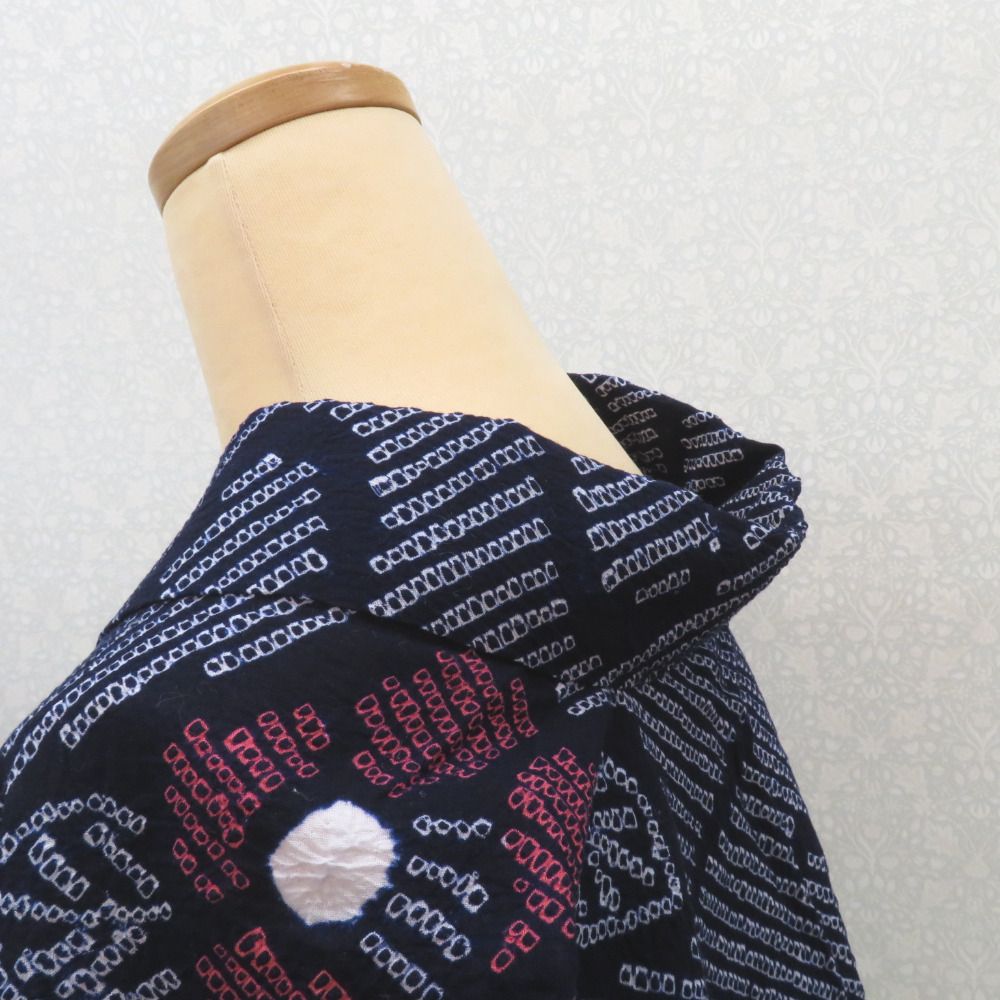 浴衣 絞り 絞り浴衣 藍 白 青 ピンク 花デザイン 仕立て上がり 夏物