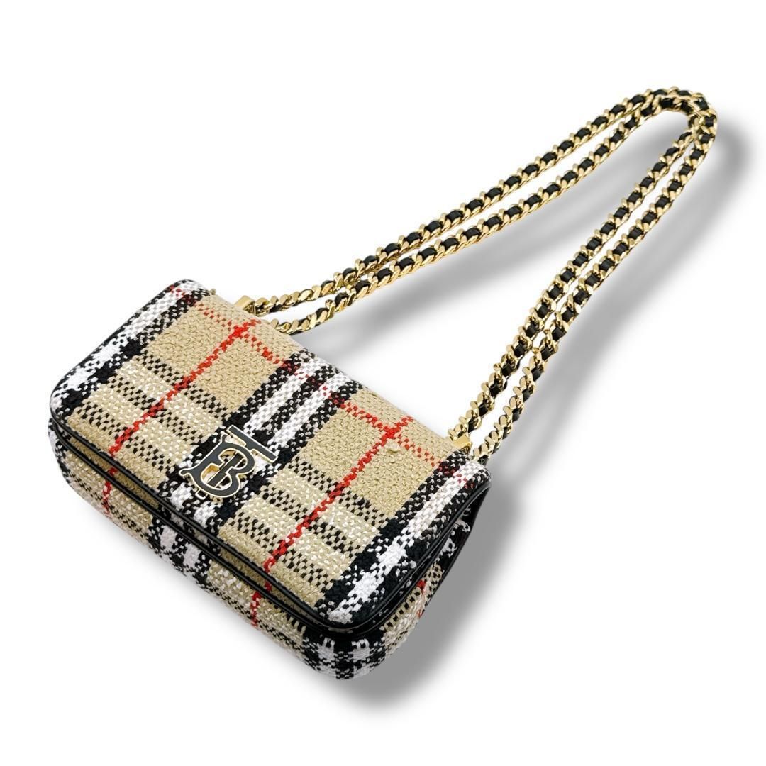 バーバリー ミニローラ チェック総柄 ツイード ショルダーバッグ 8063083 DECORATOM_COM_BR
