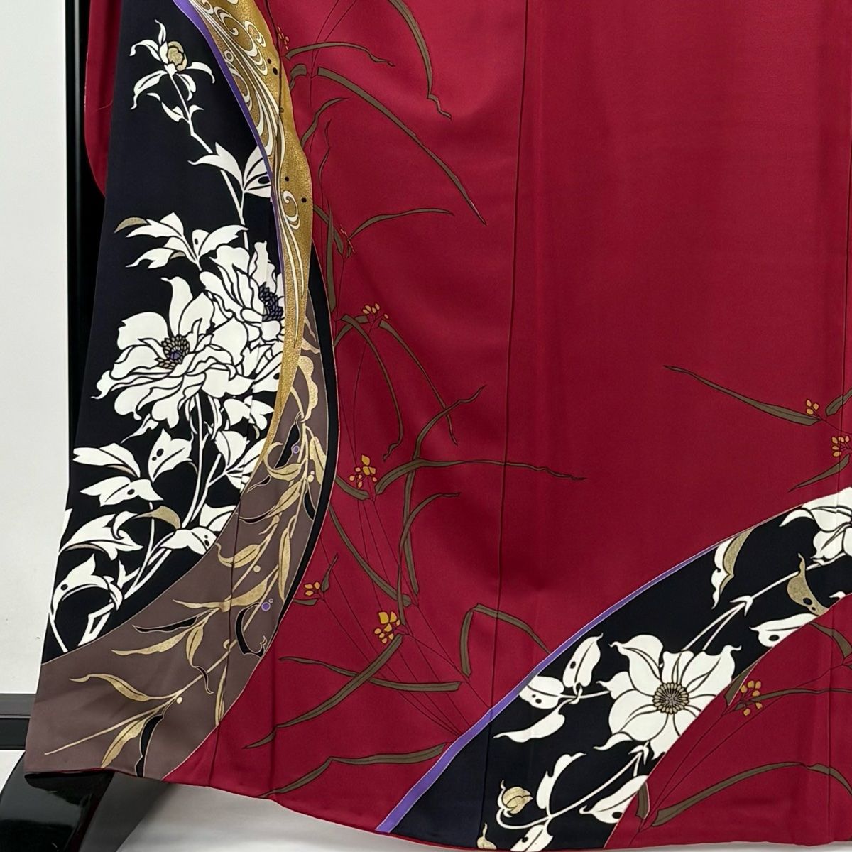 振袖 身丈163.5cm 裄丈70.5cm L 袷 草花 流水 金彩 染め分け