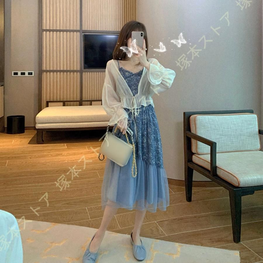 前結び ボレロ カーディガン シフォン 洗える 長袖 春夏 レディース アウター 体型カバー フリル付き かわいい トップス ライトアウター サマーコート 前結び ボレロ カーディガン シフォン 洗える 長袖 春夏