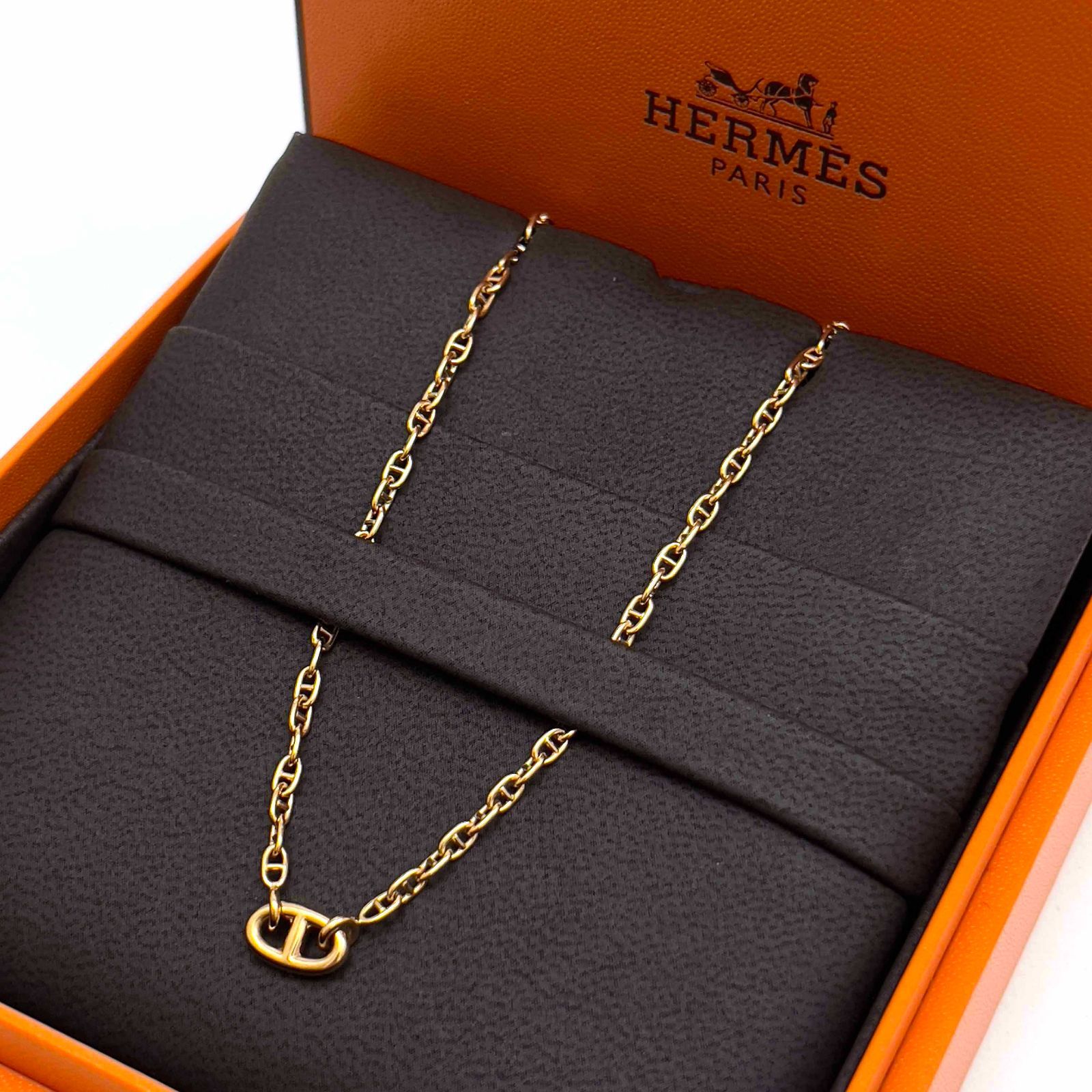 HERMES エルメス シェーヌダンクル ファランドール K18PG ネックレス
