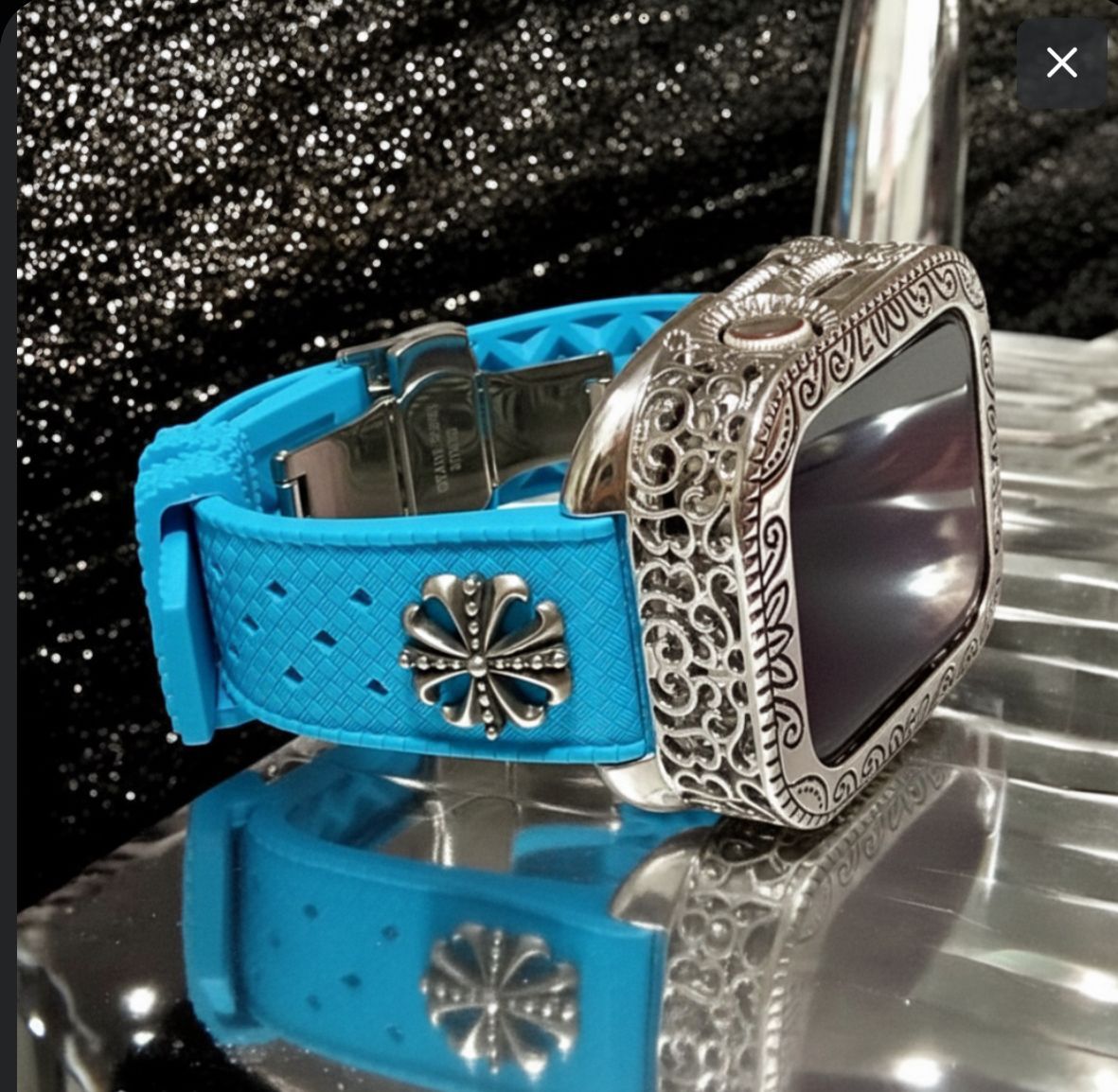 AppleWatchカスタム フッ素ラバー バンド 彫刻カバー ケース アップルウォッチ用 ベルト 44 45 46 49 SE Ultra 106