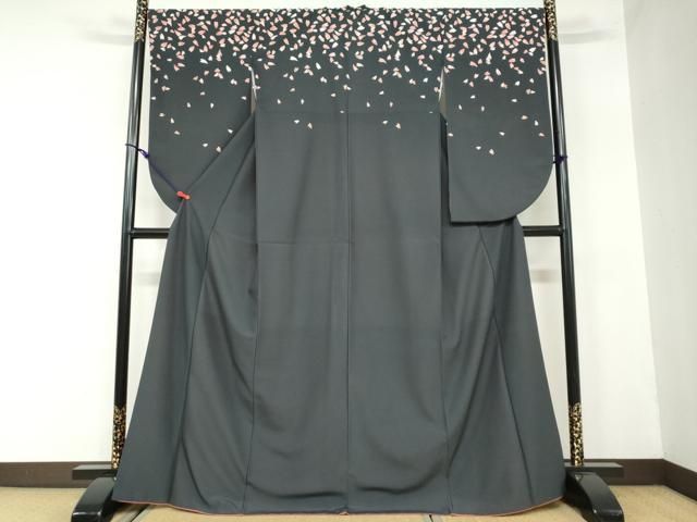 平和屋着物●小振袖 二尺袖 舞桜文 洗える着物 DAAW5695ud