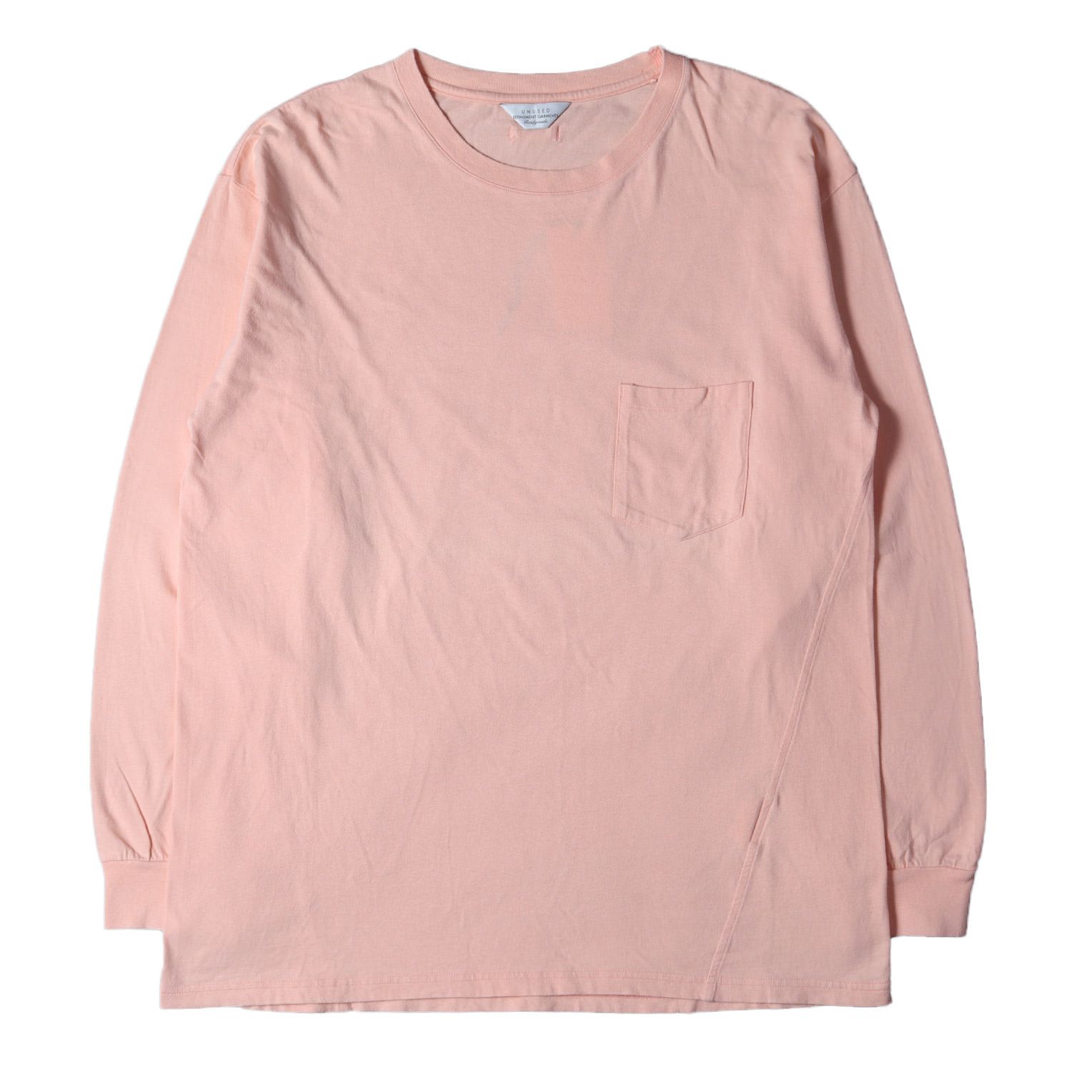 UNUSED アンユーズド Tシャツ サイズ:2 オーバーサイズ ロングスリーブ ポケット Tシャツ ピンク トップス カットソー 長袖Tシャツ 【メンズ】