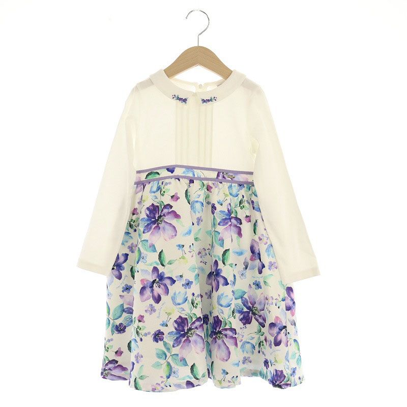 アナスイ ANNA SUI mini 彩花柄ドッキングワンピース 長袖 刺繍