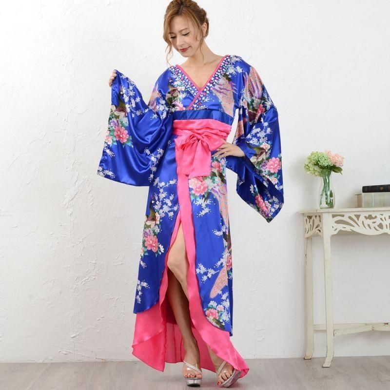 LoveRich ラブリッチ 豪華ビジュー花魁ロング着物ドレス 和柄