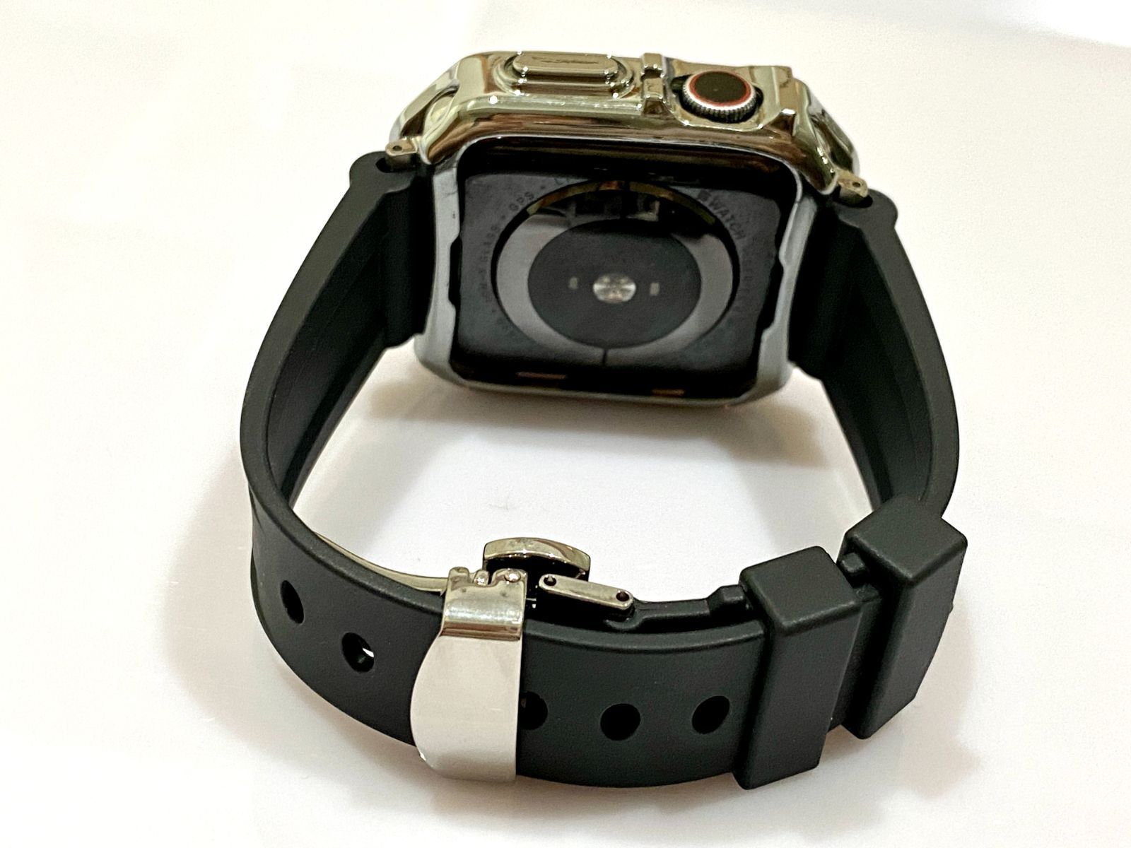 44mm Applewatch　カバー メンズ カスタム 時計バンド ローズブラック 新作 メタル ラバー カスタム apple watch ケース