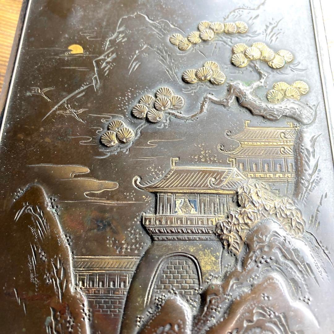 光之在銘 銀製刻印打ち出したばこ入 297g 東Y6-0226 2Fトニト