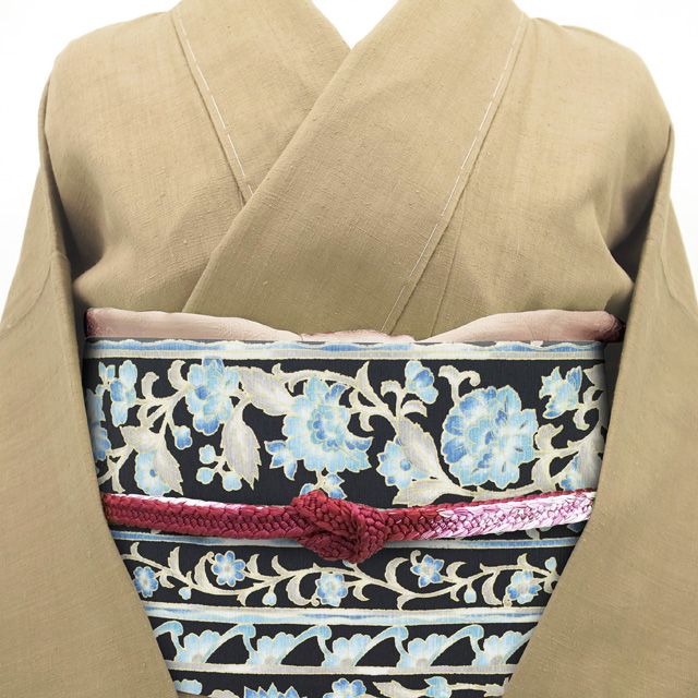 中古】 名古屋帯 リサイクル 本場筑前博多織 岡重 正絹 八寸 博多織
