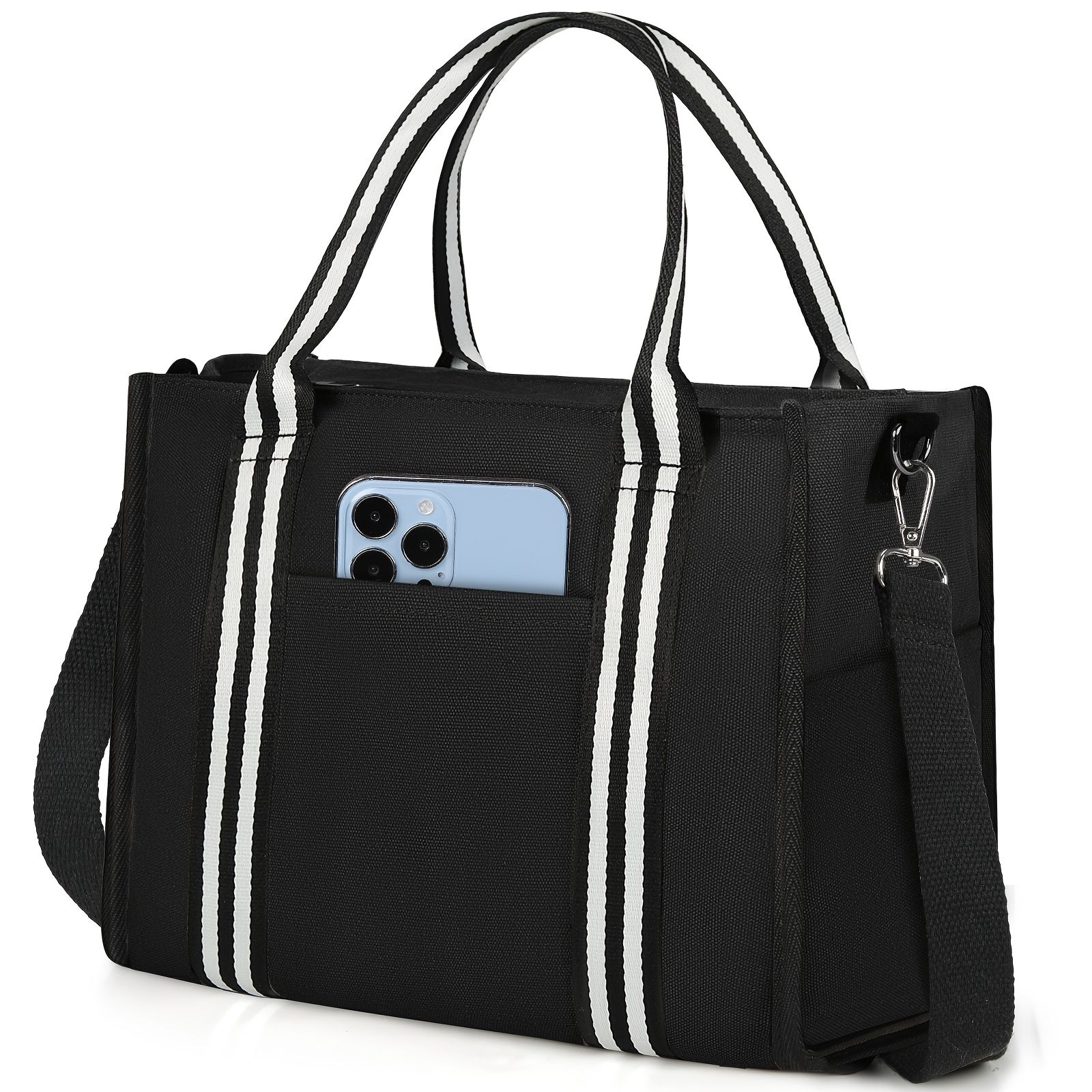 ヌビリー キャンバストートバッグ、大容量、防水、旅行・通勤に最適