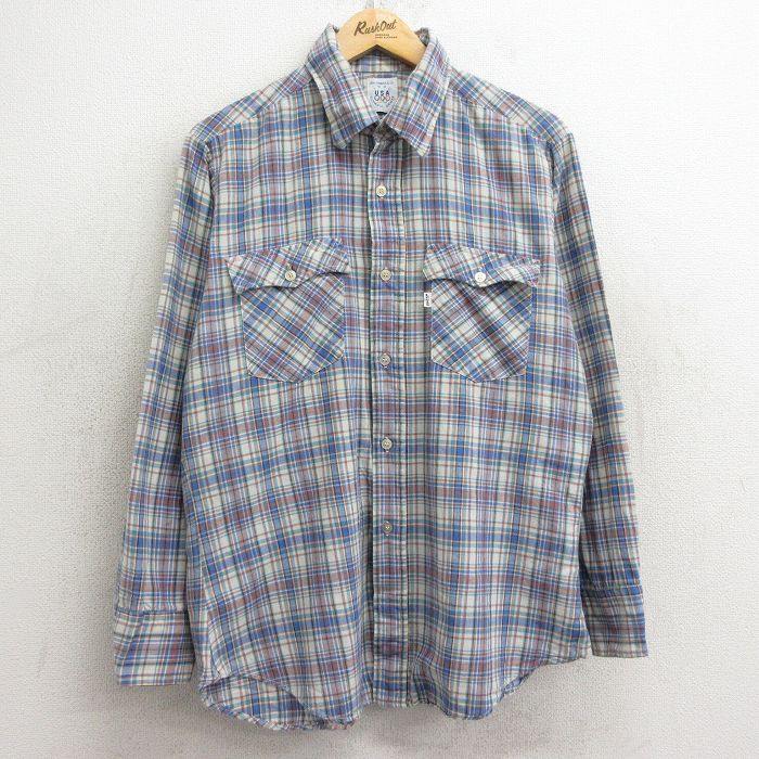 XL/古着 リーバイス Levis 長袖 ブランド シャツ メンズ 80s オリンピック 薄ベージュ他 カーキ チェック 24jun04 中古 トップス