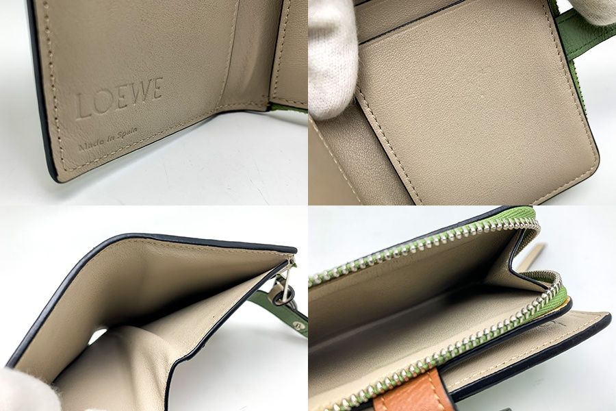 LOEWE ロエベ グリーン系 緑 カーキ バイカラー スリムジップ