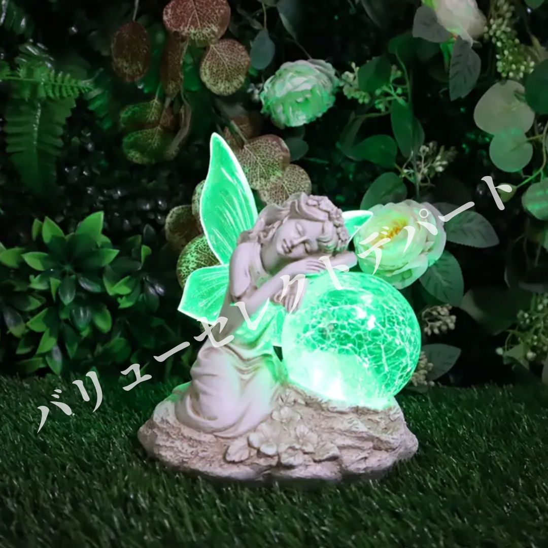 天使の像 LEDライト付き ガーデニング オブジェ