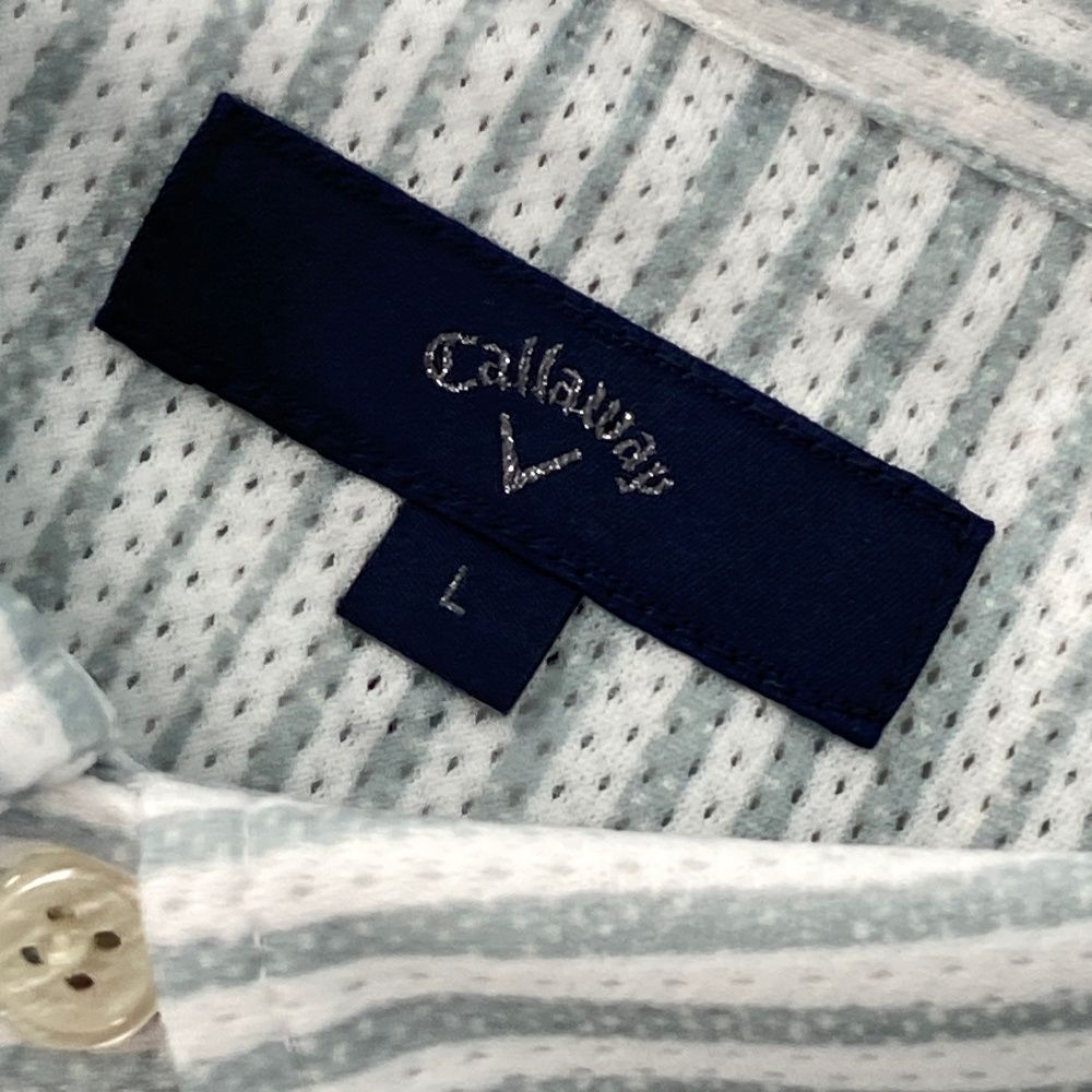 サイズ：L CALLAWAY キャロウェイ 2025年モデル メッシュ 半袖ポロシャツ ストライプ柄 グレー系 [240101496161] ゴルフウェア メンズ ストスト サイズ：L CALLAWAY キャロウェイ 2025年モデル メッシュ 半袖