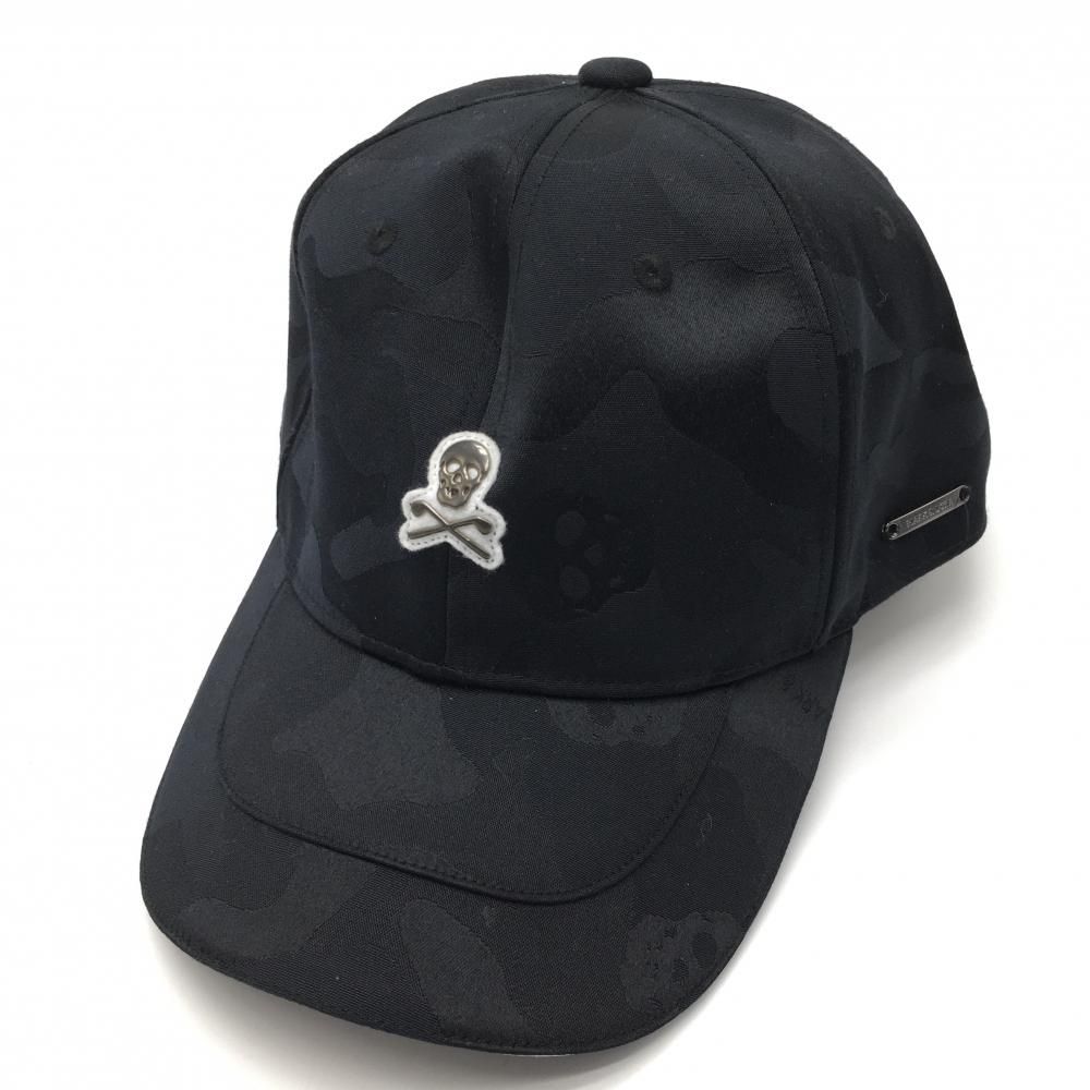 【超美品】マークアンドロナ キャップ 黒 迷彩織生地 カモフラ スカル FREE ゴルフウェア MARK＆LONA 超美品】マークアンドロナ キャップ 黒 迷彩織生地 カモフラ