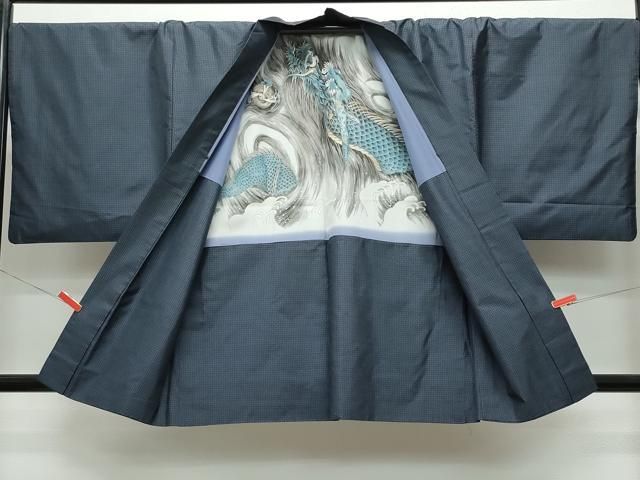 平和屋着物○男性 紬 アンサンブル 吉祥文 キングサイズ 正絹 逸品