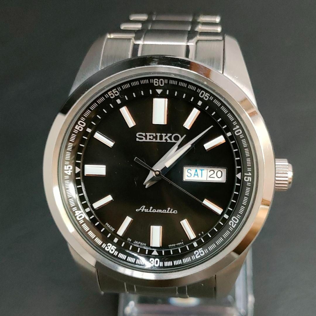 極美品 稼働品 SEIKO セイコー メカニカル ブラック シルバー 自動巻き オートマチック ラウンド ステンレス メンズ 腕時計 4R36‐05Z0  - メルカリ