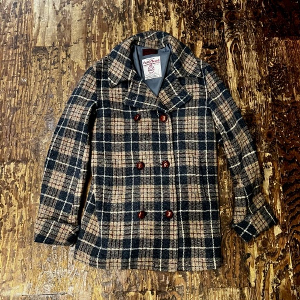TMT×Harris Tweed ティーエムティー×ハリスツイード Pコート ネイビー系 size L 代官山A05
