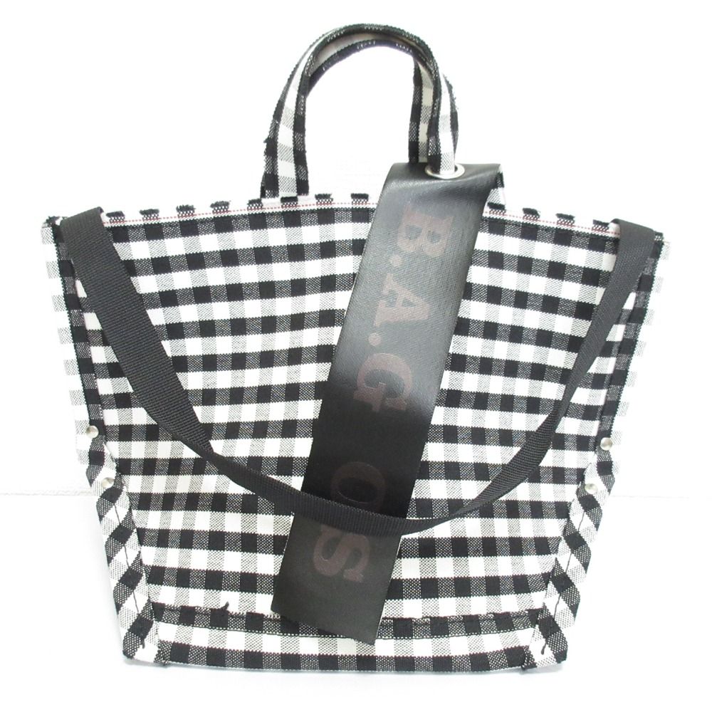 ebagosギンガム・Y字トートM BLACK GINGHAM エバゴス 美品