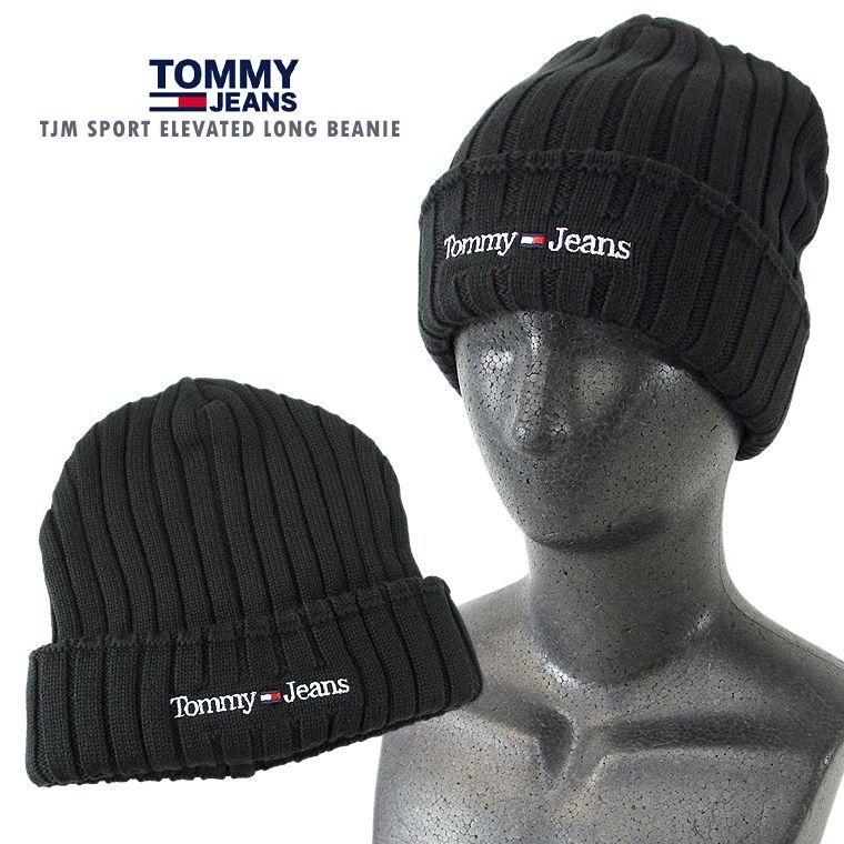 海外限定  JEANSトミージーンズ リブニットロングビーニー 海外限定 TOMMY JEANSトミージーンズ リブニットロングビーニー