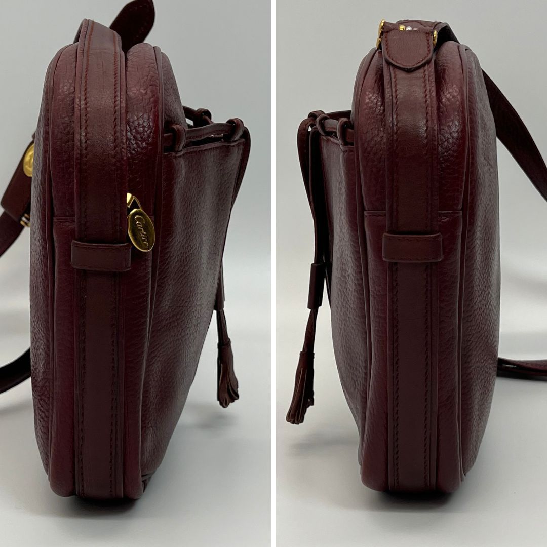 美品 Cartier ショルダーバッグ マスト ポーチ サッチェル シボ革 