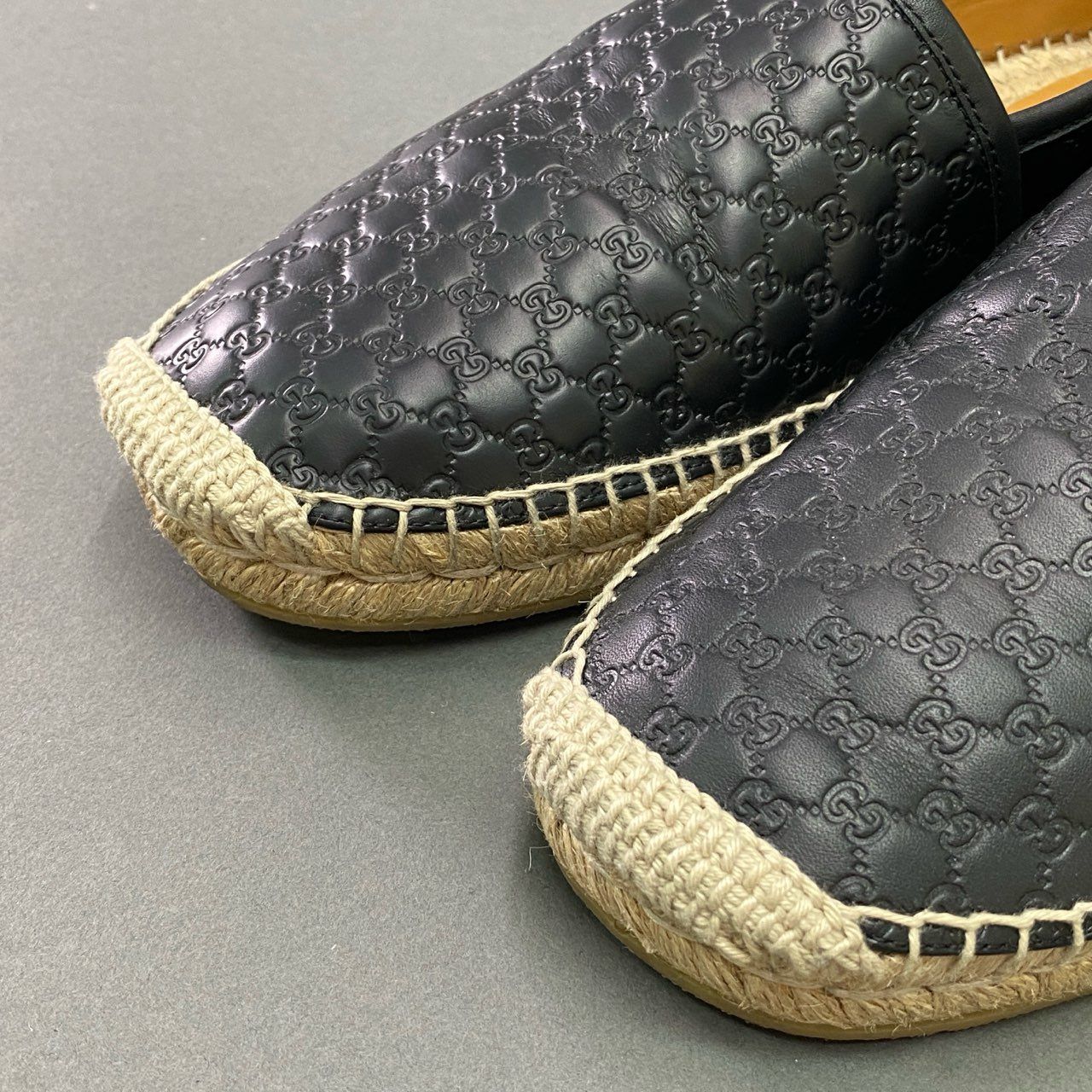 16c19 【美品】 GUCCI グッチ マイクロGGシマ エスパドリーユ レザー 