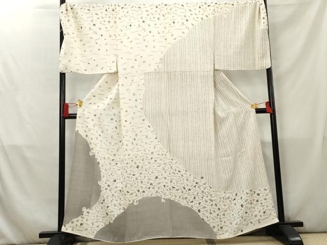 平和屋着物●男性 訪問着 作家物 雪輪吹き寄せ文 キングサイズ 正絹 AABC5724cs