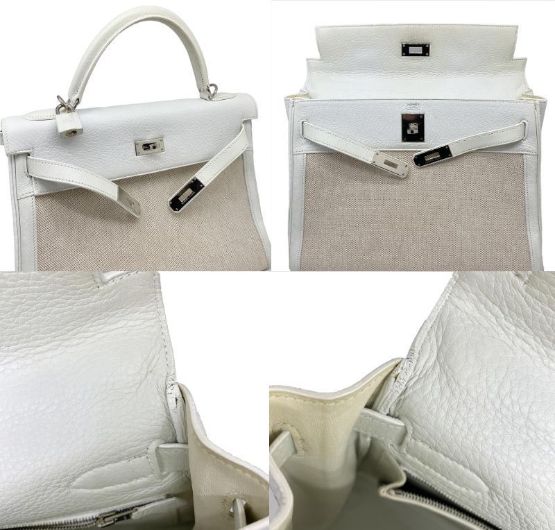 HERMES　エルメス ケリー32 トリヨンクレマンス/トワル　白　ホワイト　シルバー金具　2WAYハンド ショルダーバッグ G刻印（2003年） Kelly レディース 楽天市場】【中古】HERMES エルメス ケリー32 トリヨンクレマンス