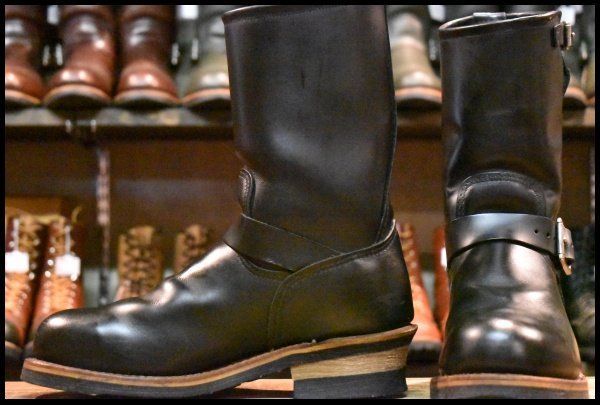 7.5D PT99プリント 旧シルエット 05年 レッドウィング 2268 エンジニア 黒 ブラック スチールトゥ ブーツ redwing HOPESMORE FI409