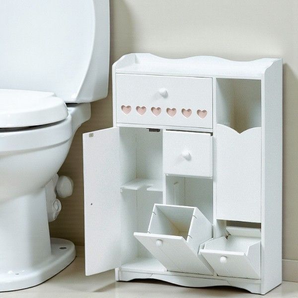 E フレンチカントリー調 スリム トイレラック 幅45cm ハートモチーフ ホワイト トイレ収納 スリム収納 アウトレット