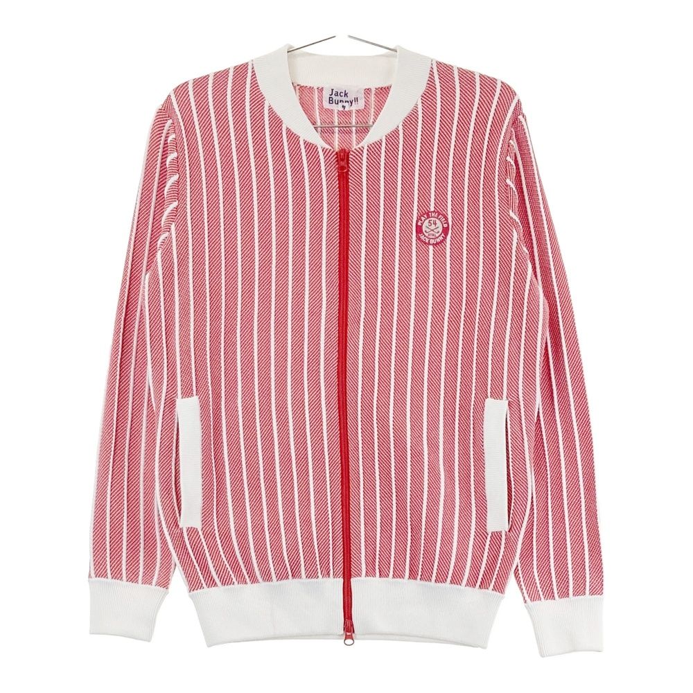 サイズ 4 JACK BUNNY ジャックバニー ニット ジップジャケット ストライプ柄 レッド系 240101542685 ゴルフウェア メンズ ストスト