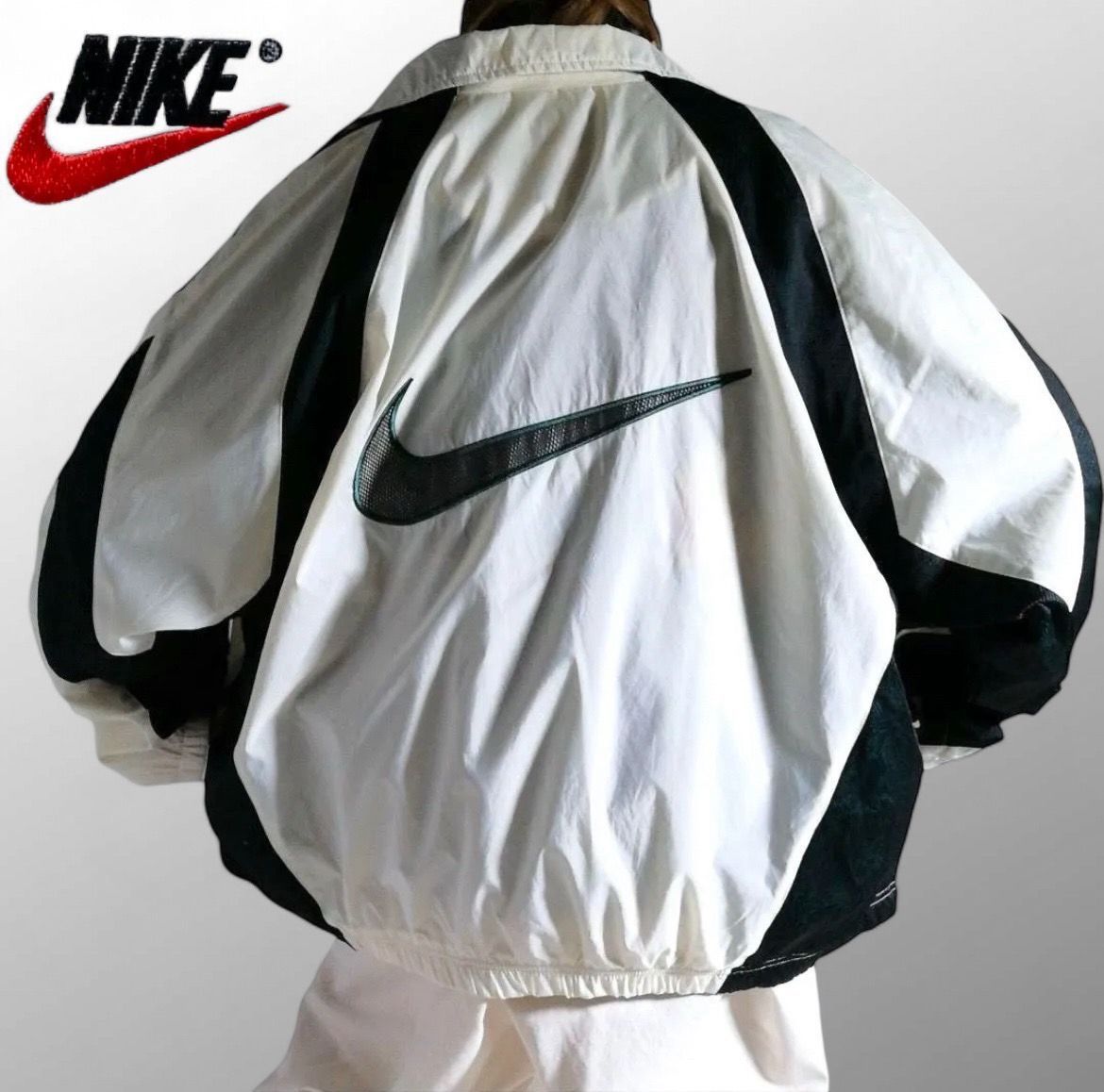 人気デザイン】好配色 90s NIKE ナイキ ナイロンジャケット オーバー  