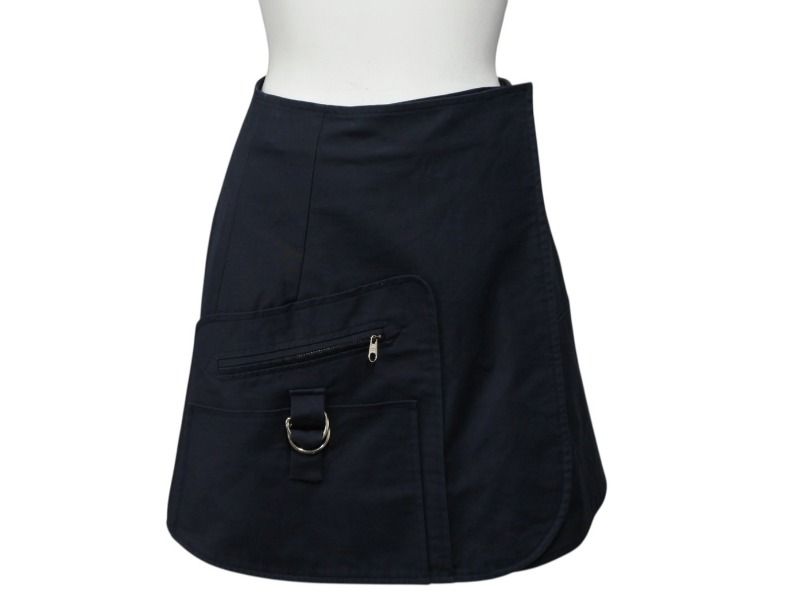 Christian Dior クリスチャンディオール ラップスカート 7C21308A1335 サイズ34 ネイビー コットン エラスタン 4b005235