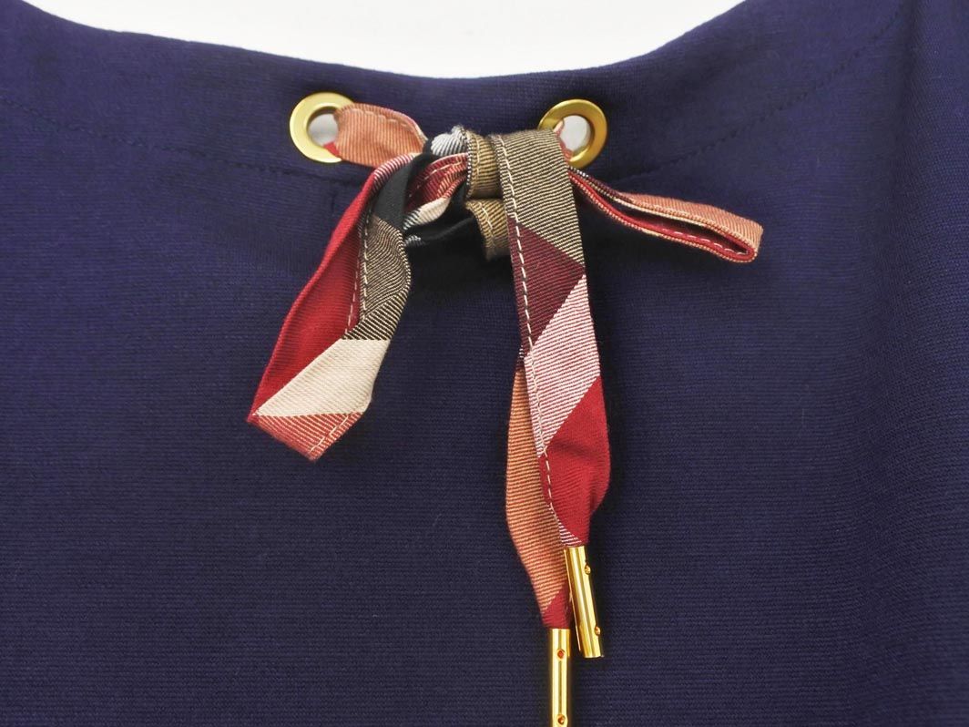 美品✨ブルーレーベルクレストブリッジ ドッキングワンピース Aライン リボン BLUE LABEL CRESTBRIDGE ブルーレーベル クレストブリッジ