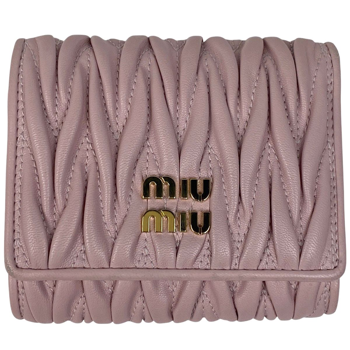 ミュウ ミュウ Miu Miu マテラッセ 三つ折り 財布 レザー ピンク ミュウ ミュウ Miu Miu マテラッセ 三つ折り 財布 レザー ピンク