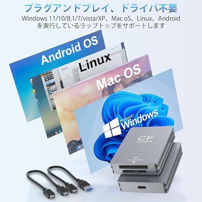 2023新設計】CFexpress Type B/SD カードリーダー USB3.2 ダブルスロットカードリーダー10Gbps高速転送  CFexpress専用カードリーダー アルミ合金 高耐久 Thunderbolt 3 ポート接続サポー - メルカリ