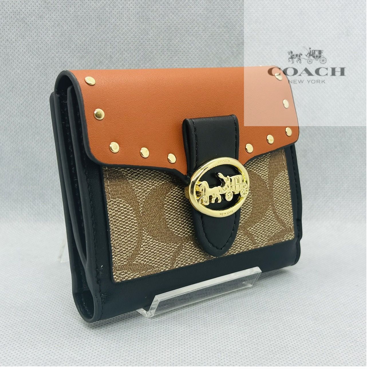 秋コーデ】☘️COACH カラーブロック×シグネチャージョージー スモール