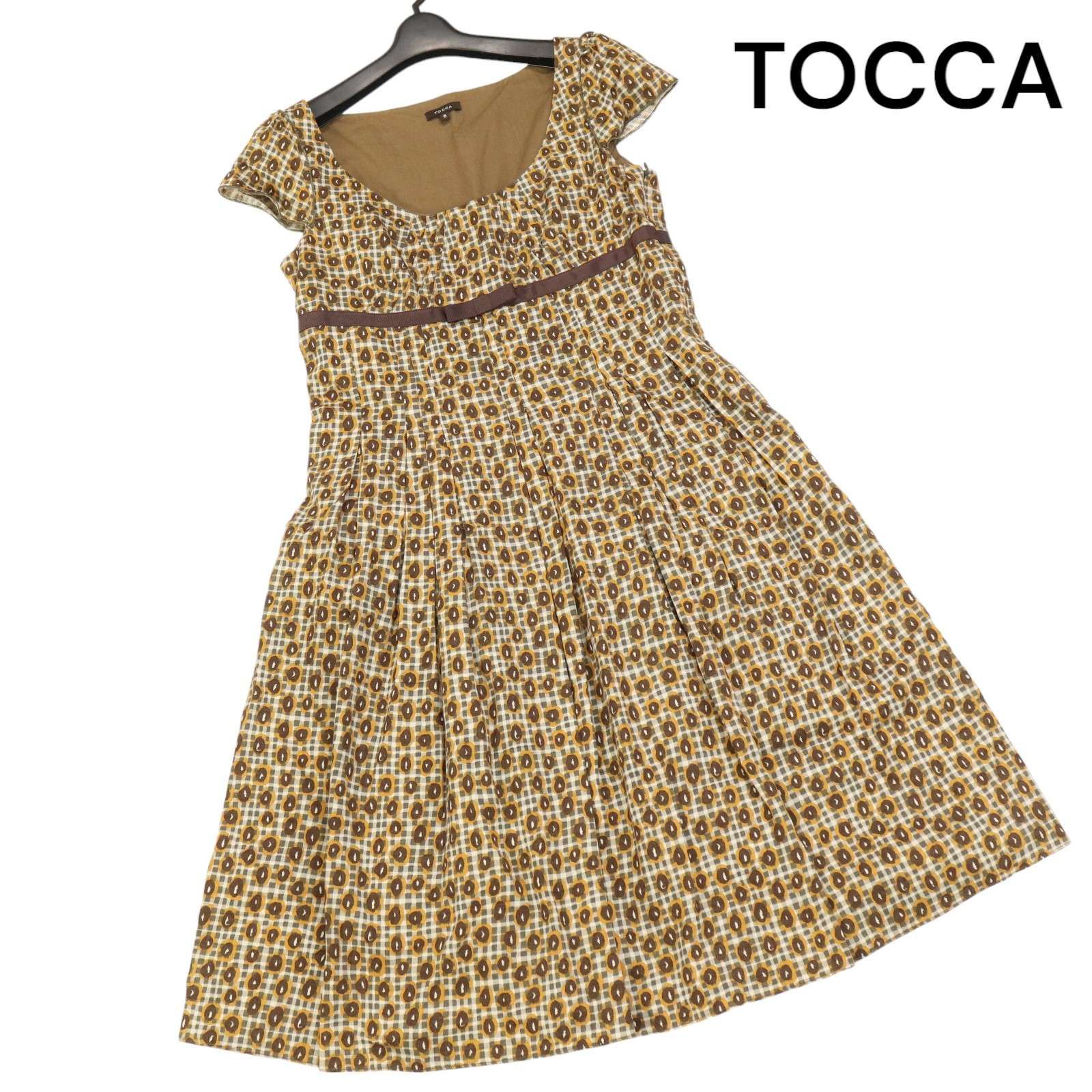 TOCCA リボン柄 半袖ひざ丈ワンピース 00 セール】 再入荷！【消臭・洗える】RIBBON PARASOL ドレス