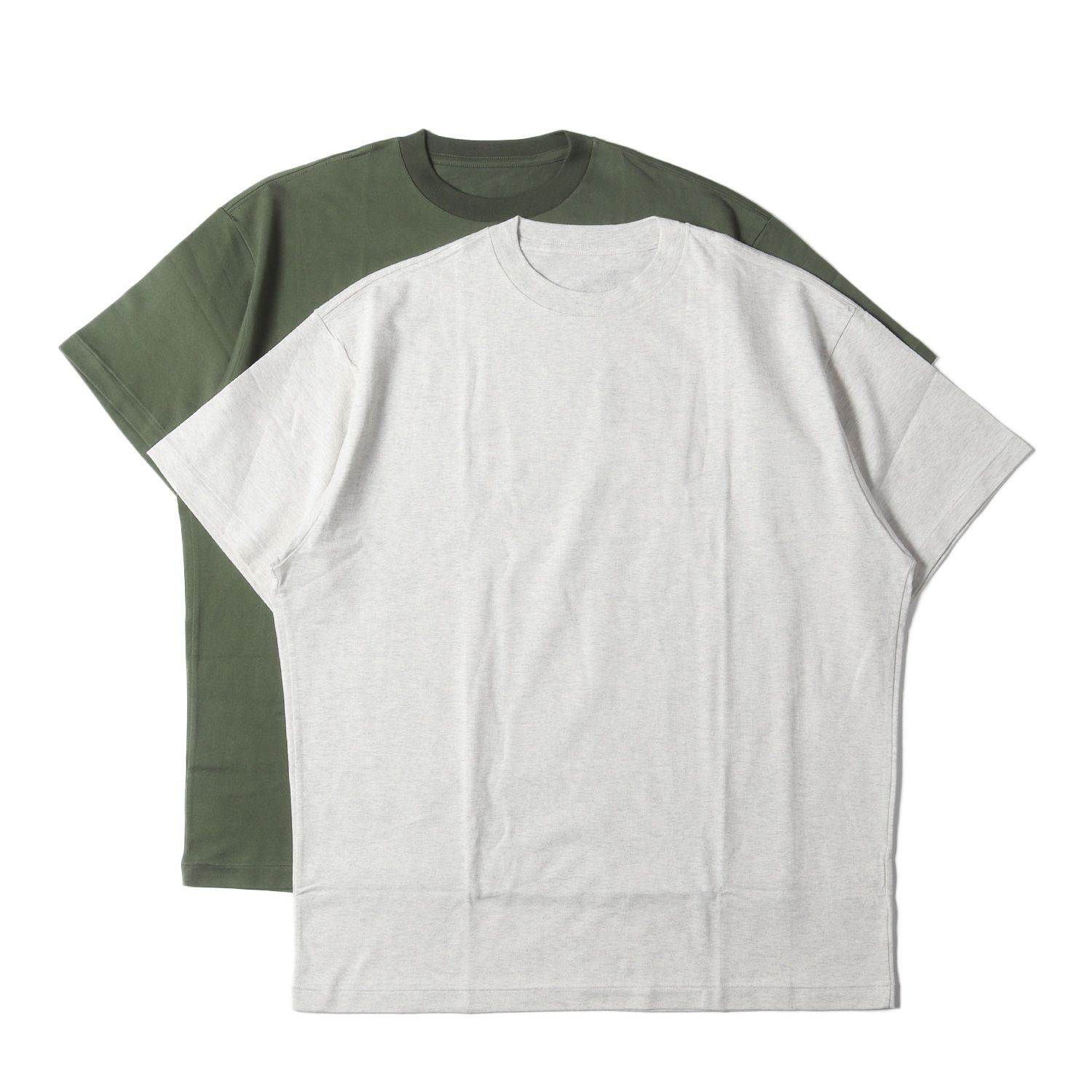 N.HOOLYWOOD エヌハリウッド Tシャツ サイズ:L バックミルスペック ソリッド クルーネック 半袖Tシャツ 2PACK T-SHIRT 9221-CS08-012 pieces 定番 パック セット アイボリーu0026カーキ 日本製【メンズ】