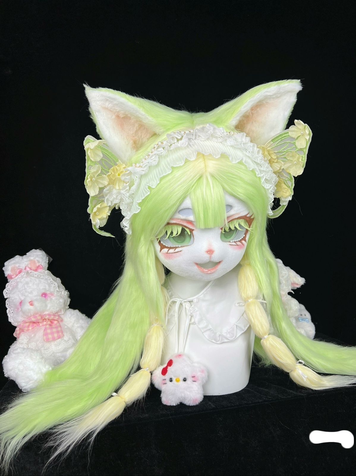 着ぐるみヘッド ファースーツ NO.30 猫 緑 全頭ヘッド ケモノ マスク ぬいぐるみ コスプレ コスチューム 一品のみ