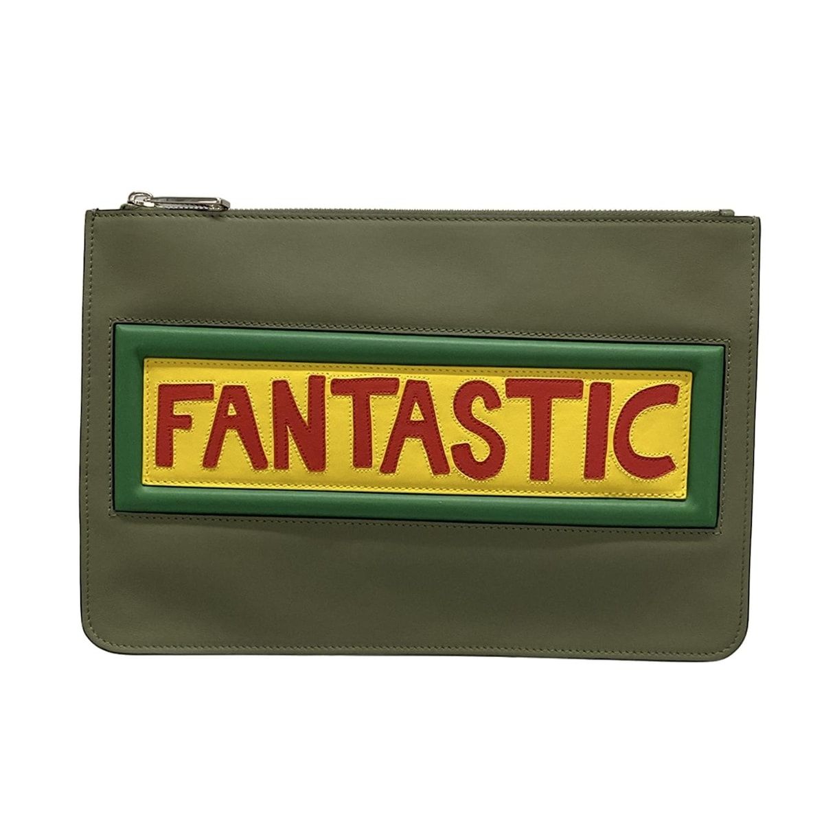 FENDI フェンディ クラッチバッグ - 7N0078 カーキ×マルチ レザー