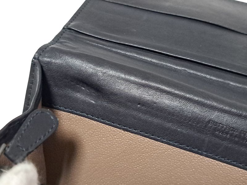 ボッテガヴェネタ 長財布 イントレチャート 財布 クロコ ブラック 黒