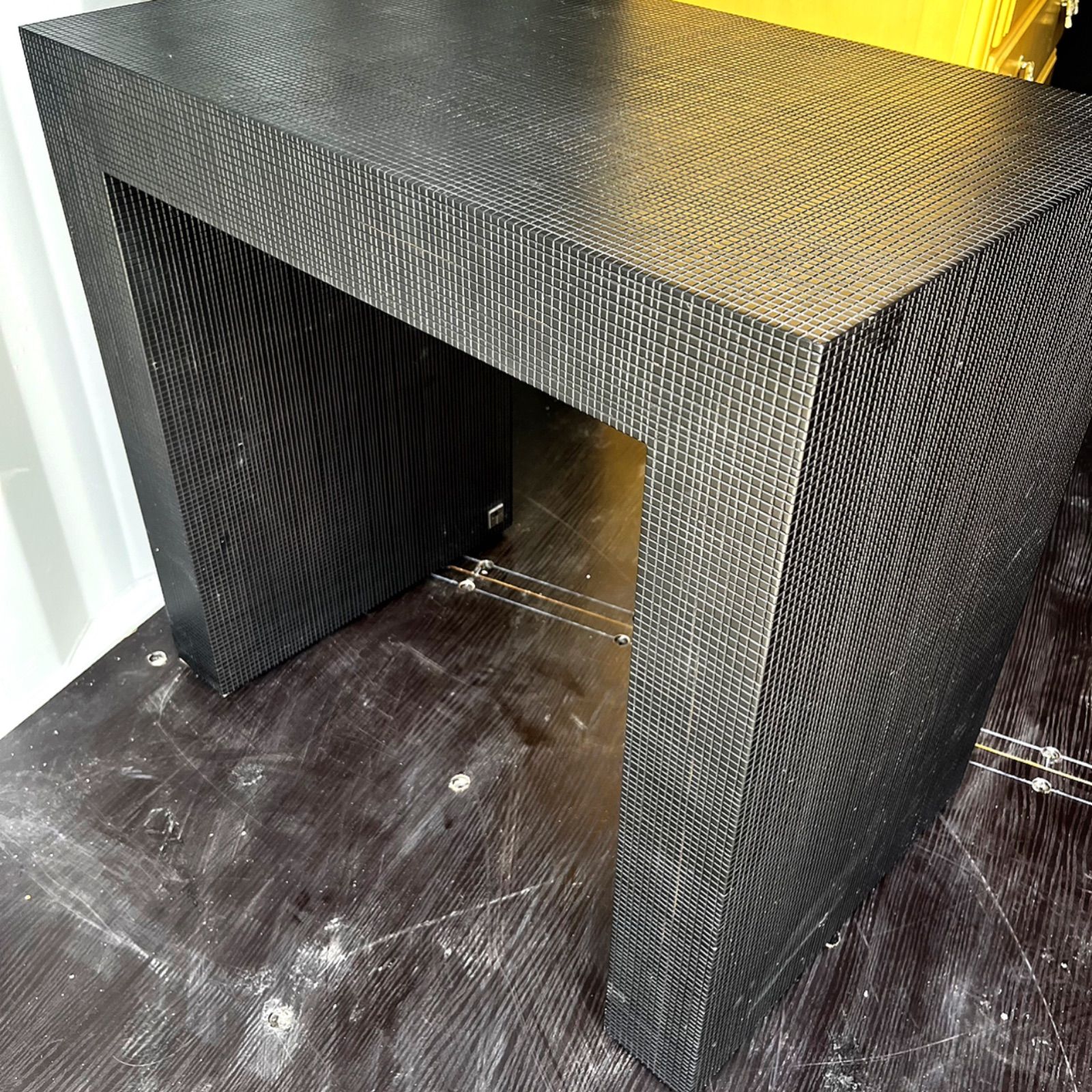 取付無料！アルマーニカーザ ブラックタイル調サイドテーブル 花台