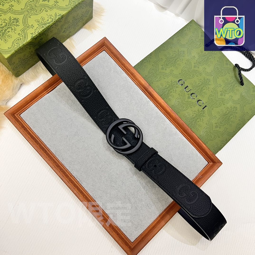 今日特価】Gucci 2024 年式 3.8cm 幅 輸入生地 & 本革ベルト