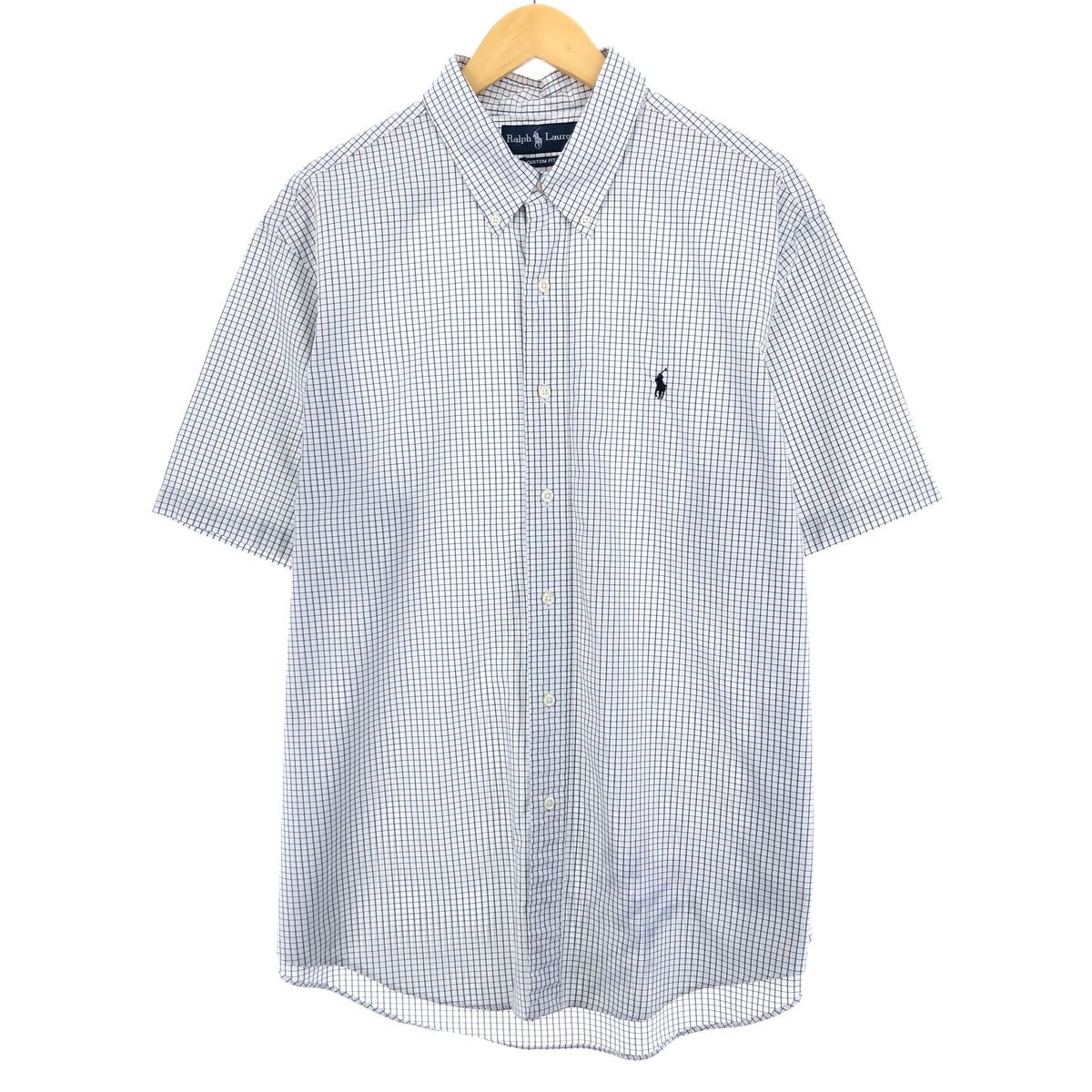 古着 ラルフローレン Ralph Lauren CUSTOM FIT 半袖 ボタンダウンチェックシャツ メンズXL/eaa453818