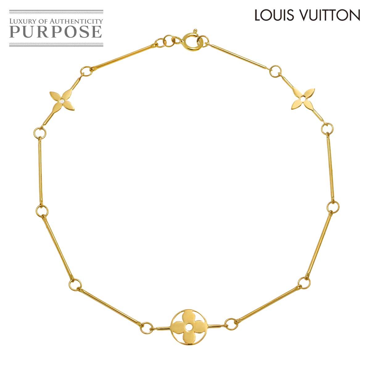 ルイ ヴィトン LOUIS VUITTON シュヴィーユ アンクレット ブレスレット 24cm K18 YG イエローゴールド 750 Cheville Anklet 90288587